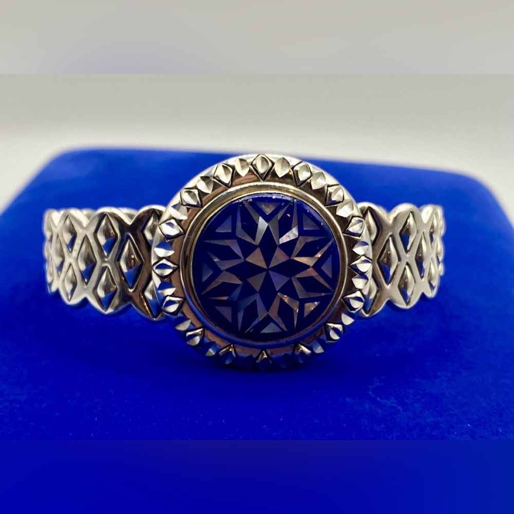 Carolyn Pollack Sterling Silver Lapis Mother of Pearl Mosaic Inlay Cuff Bracelet